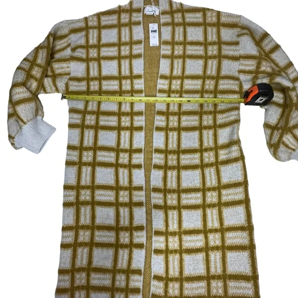 Final Price NWT Anthropologie Windowpane Knit  Open Cardigan Coatigan one size - Picture 7 of 13